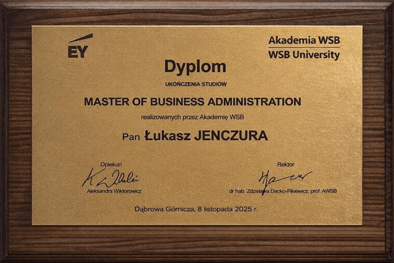Dyplom MBA – Łukasz Jenczura